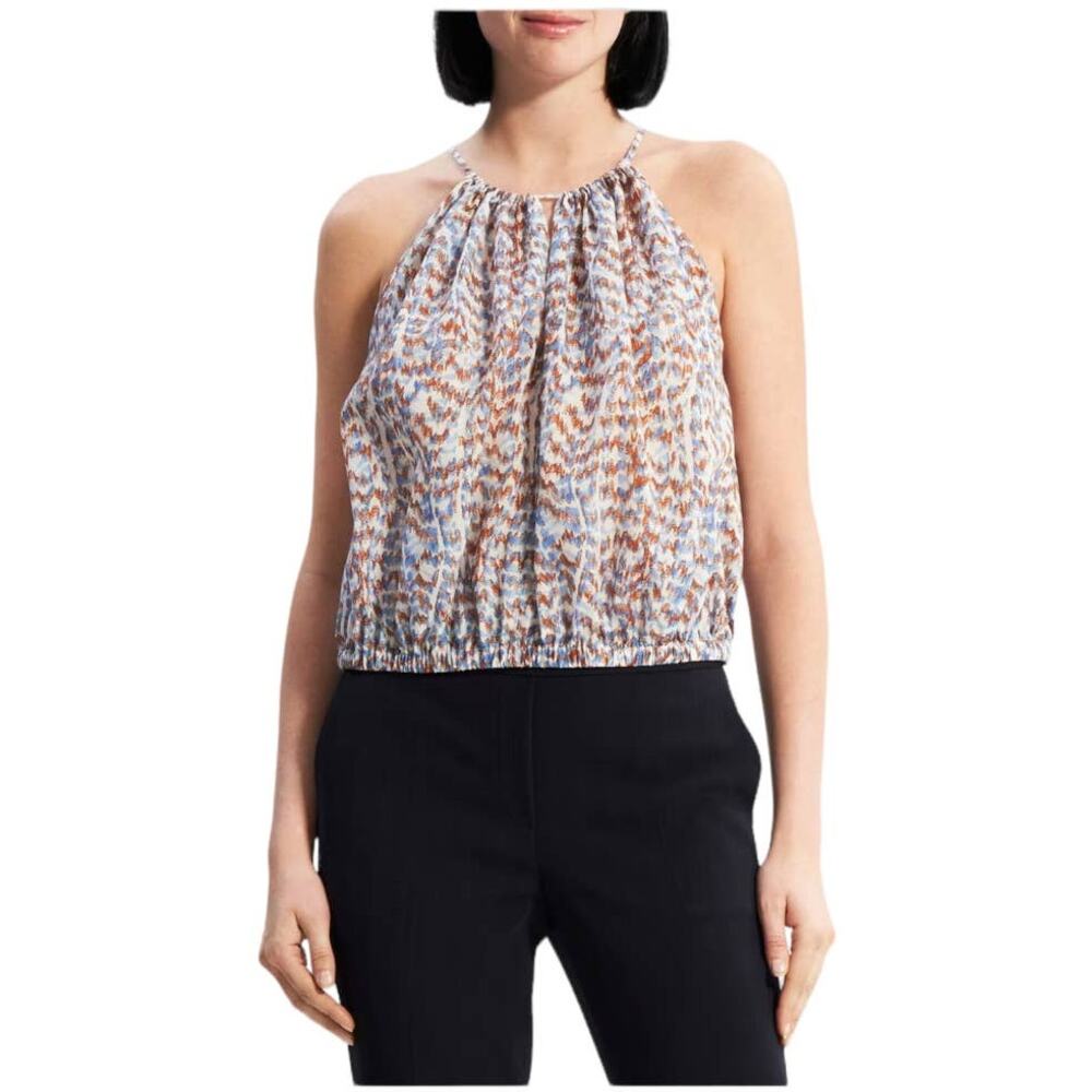 Theory NWT Gathered Camisole Tank Top Blouse Keyhole Back Desert Lawn Size S
